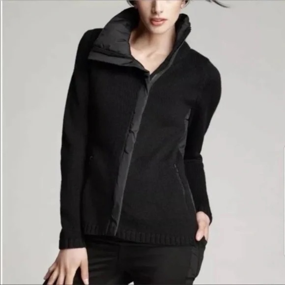 Eileen Fisher 100% Merino Wool Full Zip Sweater Jacket Coat Womens Medium Black - Picture 1 of 7